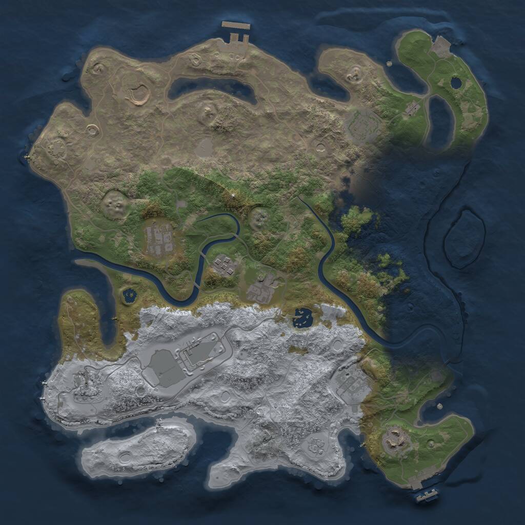 Rust Map: Procedural Map, Size: 3750, Seed: 505141932, 17 Monuments