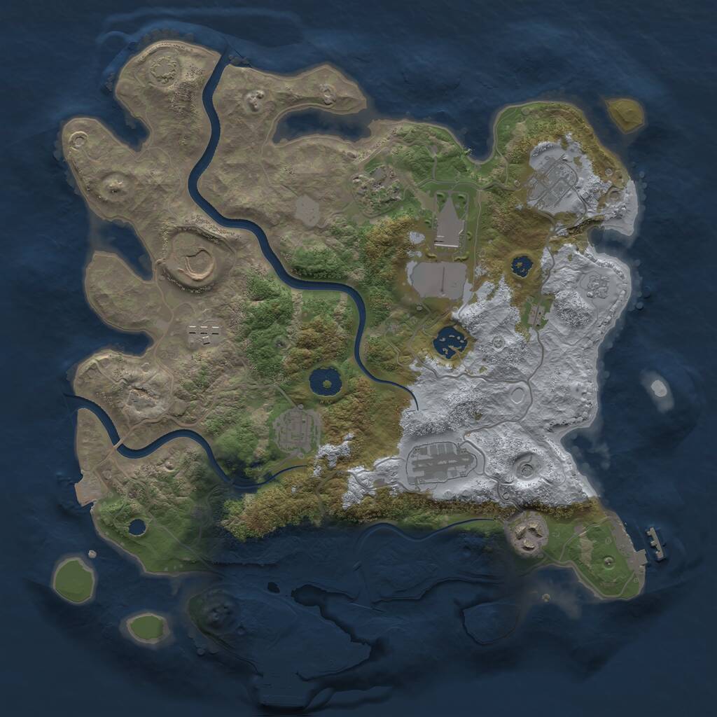 Rust Map: Procedural Map, Size: 3500, Seed: 101178849, 15 Monuments