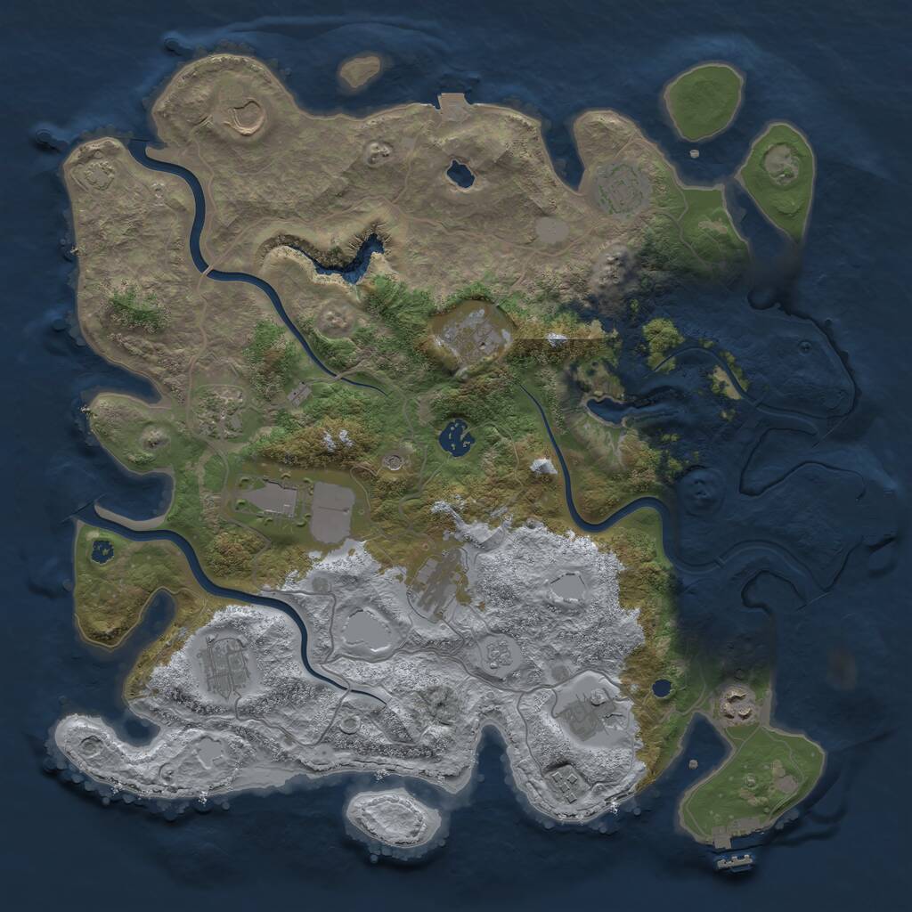 Rust Map: Procedural Map, Size: 4000, Seed: 19521155, 17 Monuments