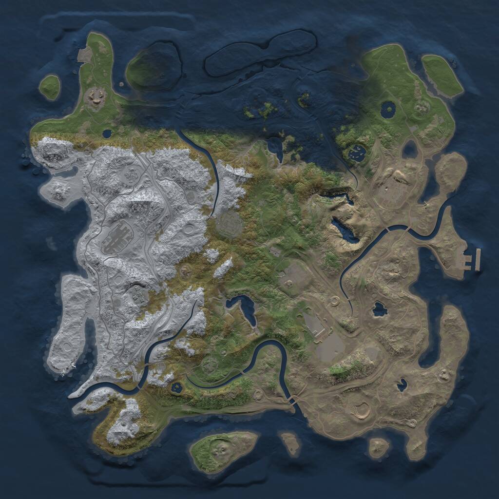 Rust Map: Procedural Map, Size: 4500, Seed: 36721, 14 Monuments