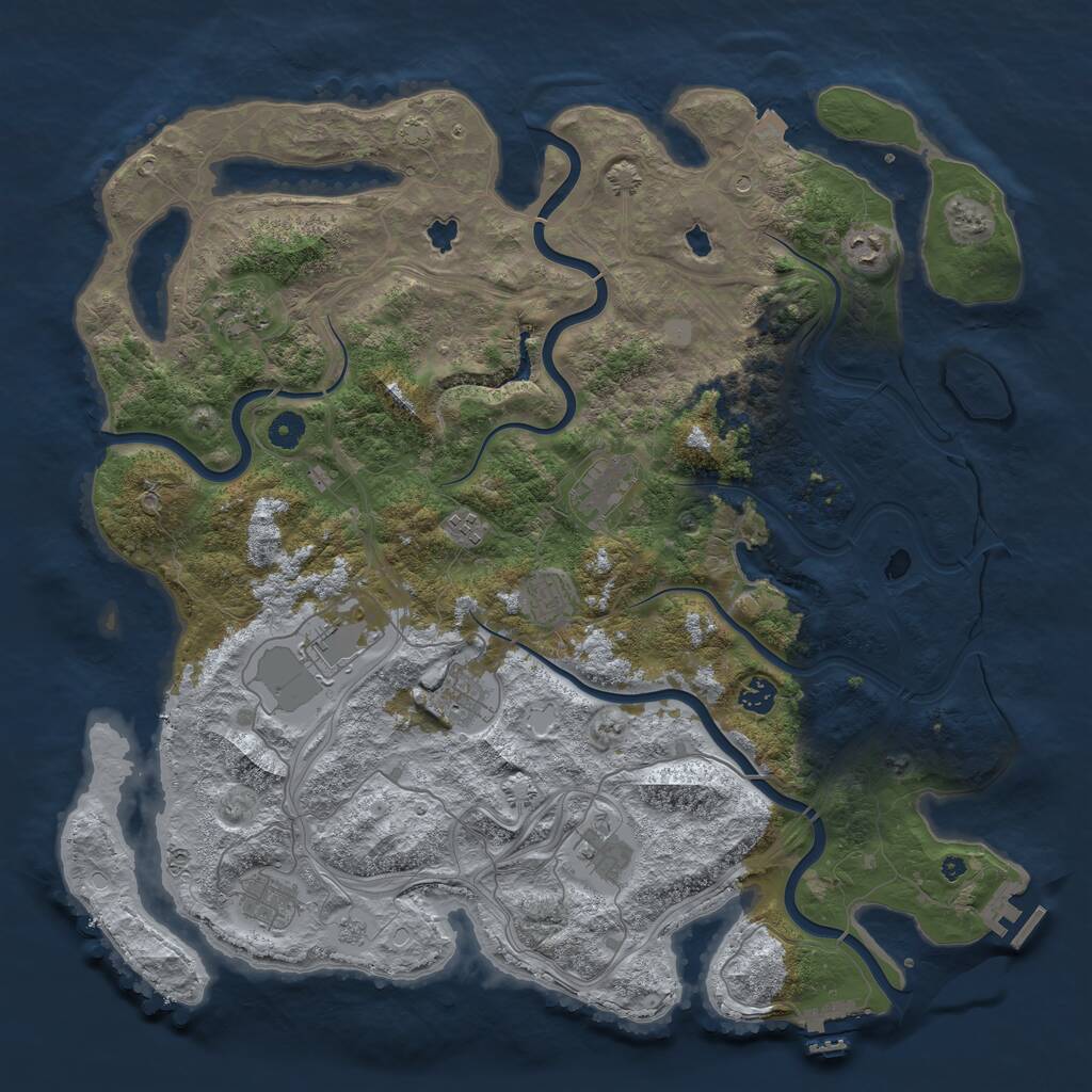 Rust Map: Procedural Map, Size: 4500, Seed: 49228863, 16 Monuments
