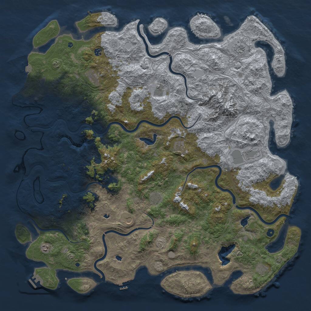 Rust Map: Procedural Map, Size: 6000, Seed: 503417594, 17 Monuments
