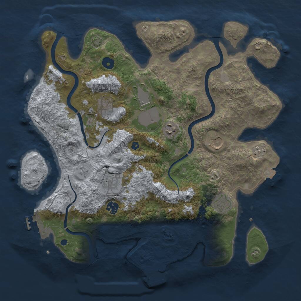 Rust Map: Procedural Map, Size: 3750, Seed: 975185612, 14 Monuments