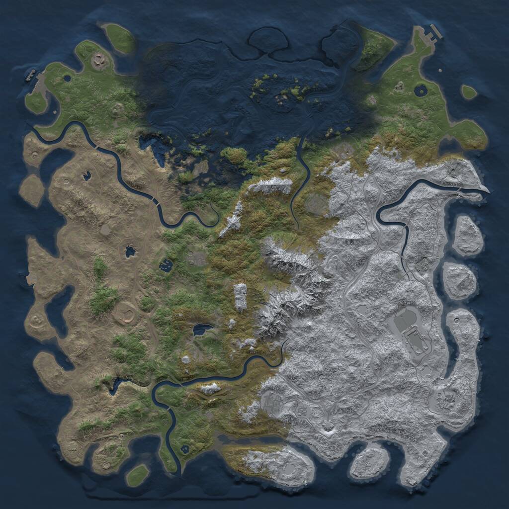 Rust Map: Procedural Map, Size: 6000, Seed: 2783841, 17 Monuments