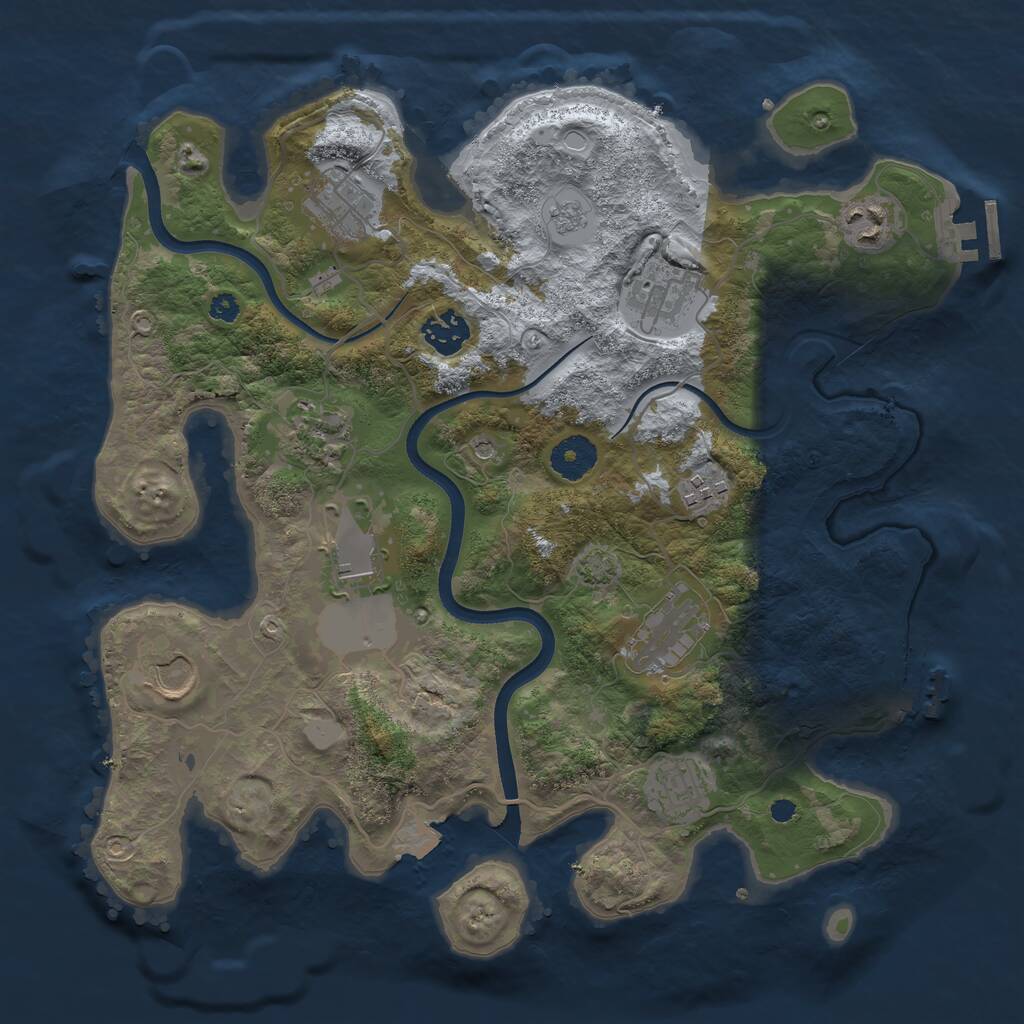 Rust Map: Procedural Map, Size: 3500, Seed: 587573404, 16 Monuments