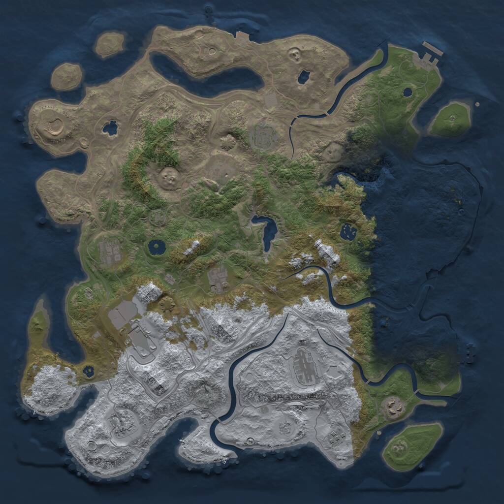 Rust Map: Procedural Map, Size: 4500, Seed: 1034872307, 17 Monuments