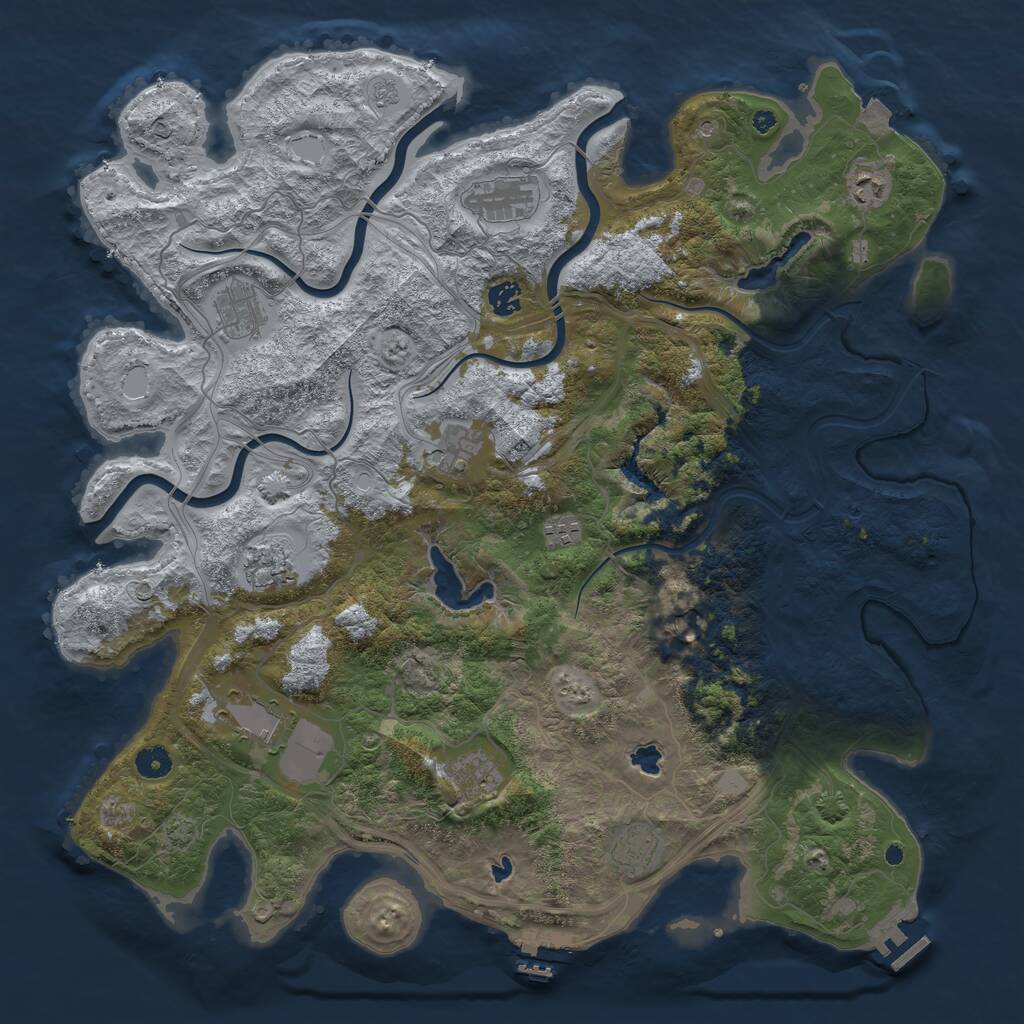 Rust Map: Procedural Map, Size: 4500, Seed: 1829616242, 17 Monuments
