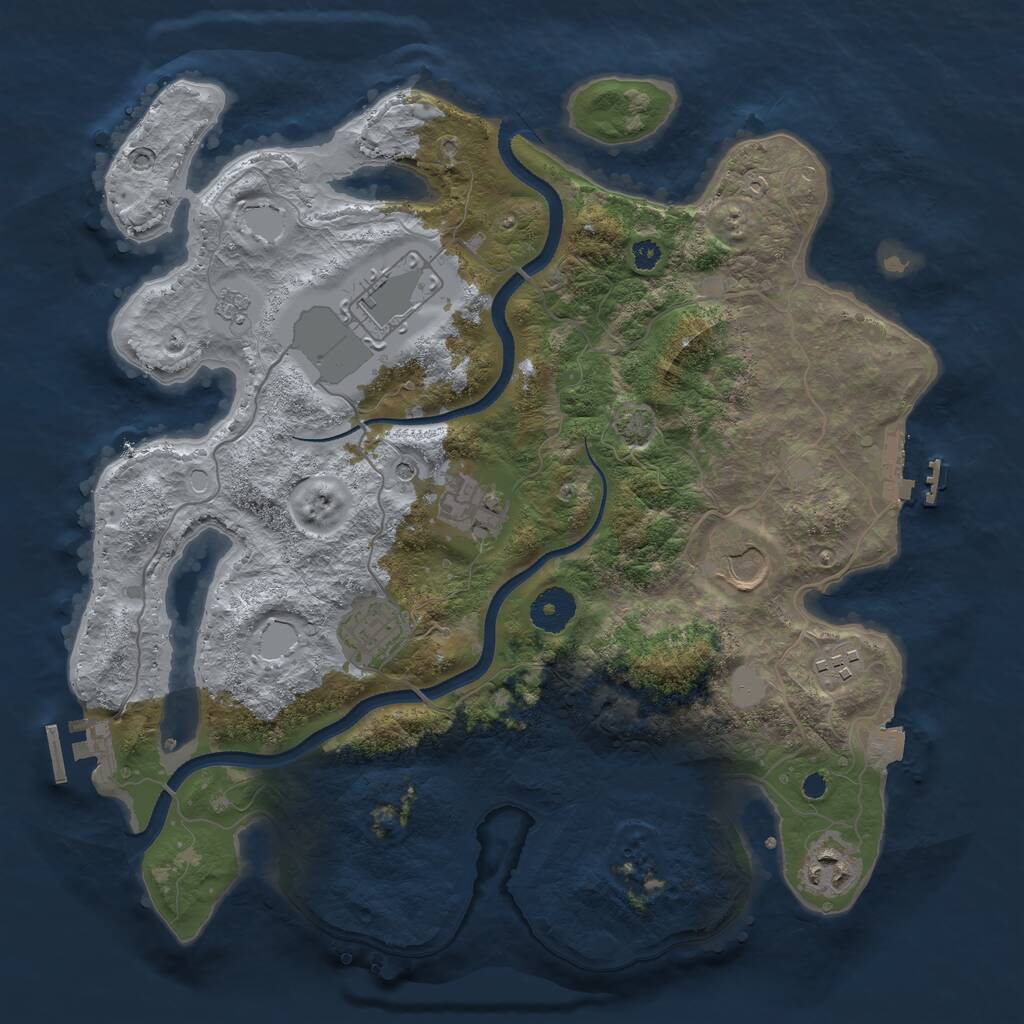 Rust Map: Procedural Map, Size: 3500, Seed: 13472838, 12 Monuments