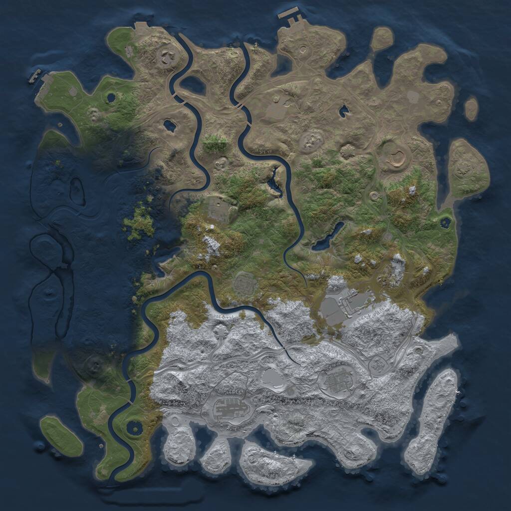 Rust Map: Procedural Map, Size: 4800, Seed: 645784609, 16 Monuments
