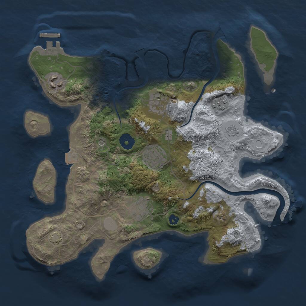Rust Map: Procedural Map, Size: 3000, Seed: 673941146, 10 Monuments