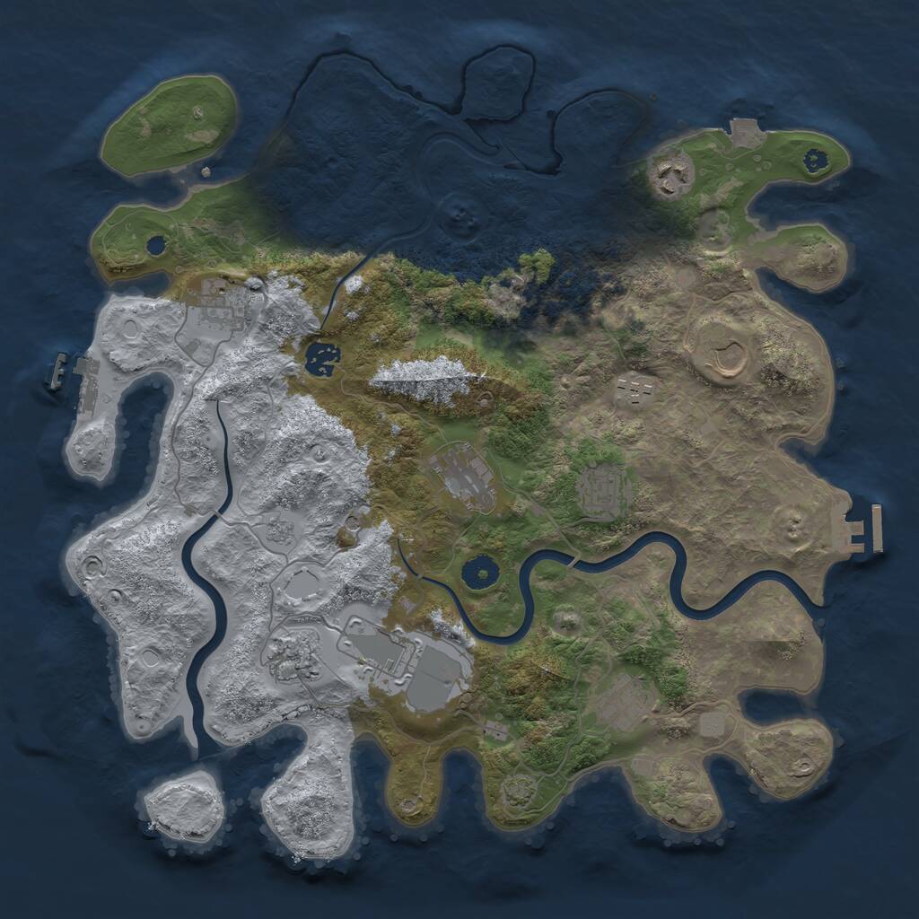 Rust Map: Procedural Map, Size: 3900, Seed: 936860184, 16 Monuments