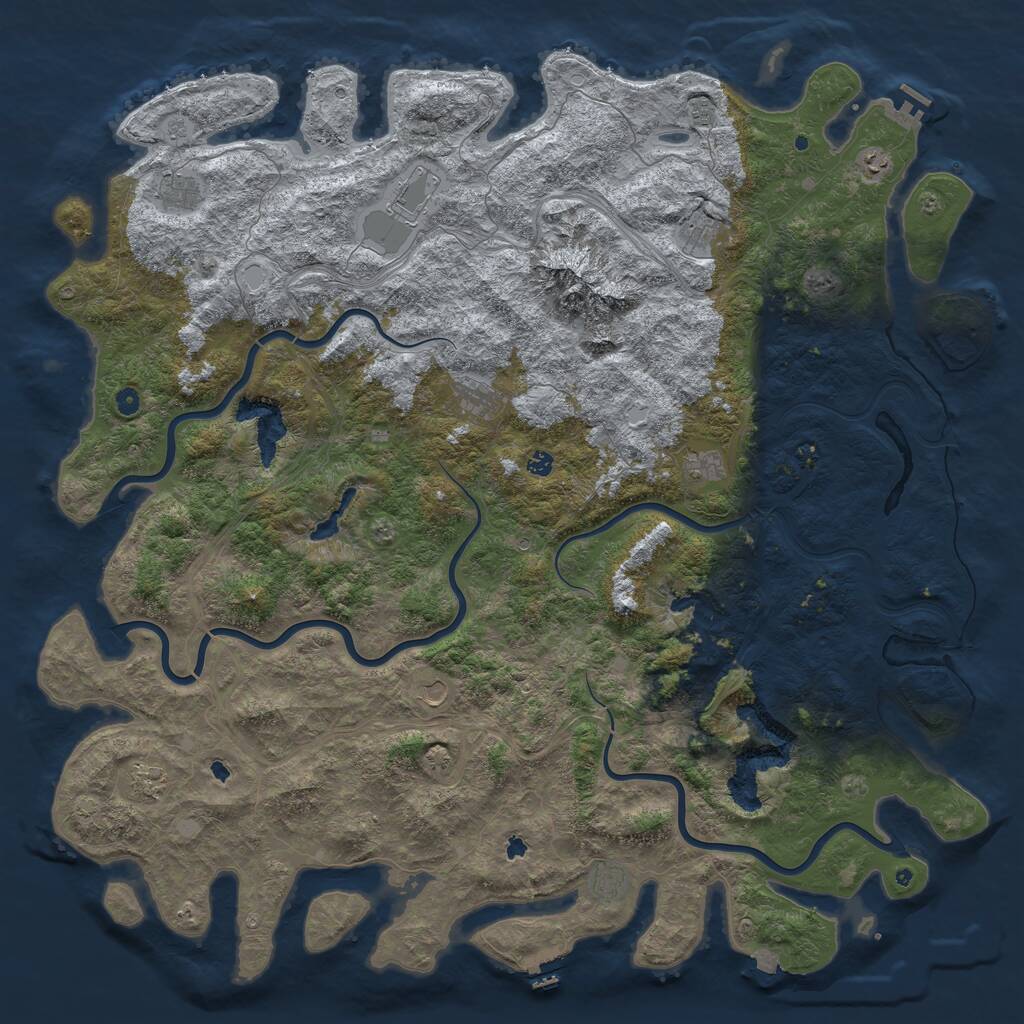 Rust Map: Procedural Map, Size: 6000, Seed: 1337990795, 17 Monuments