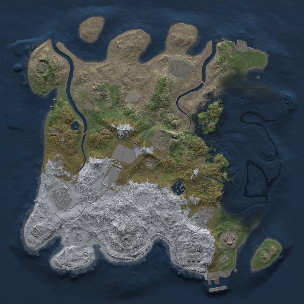 Rust Map: Procedural Map, Size: 3500, Seed: 1925744978, 15 Monuments