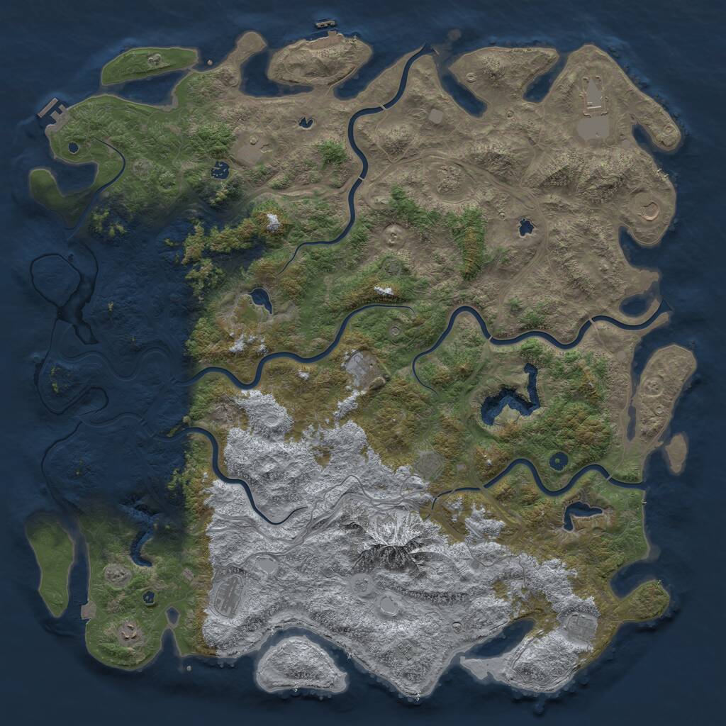 Rust Map: Procedural Map, Size: 6000, Seed: 1863251125, 17 Monuments
