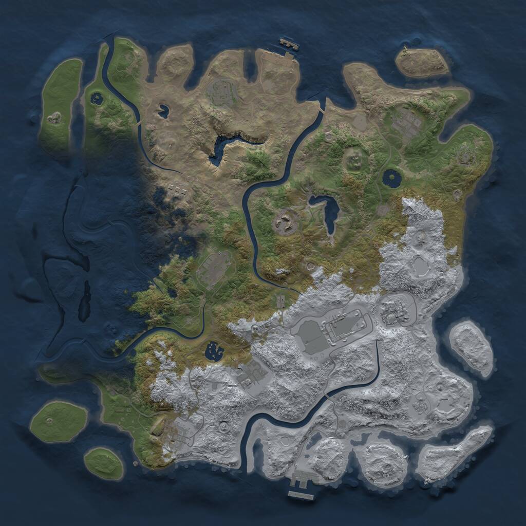 Rust Map: Procedural Map, Size: 4200, Seed: 646161881, 16 Monuments