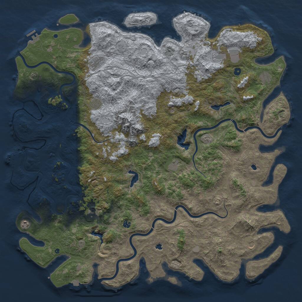 Rust Map: Procedural Map, Size: 6000, Seed: 1019078776, 17 Monuments