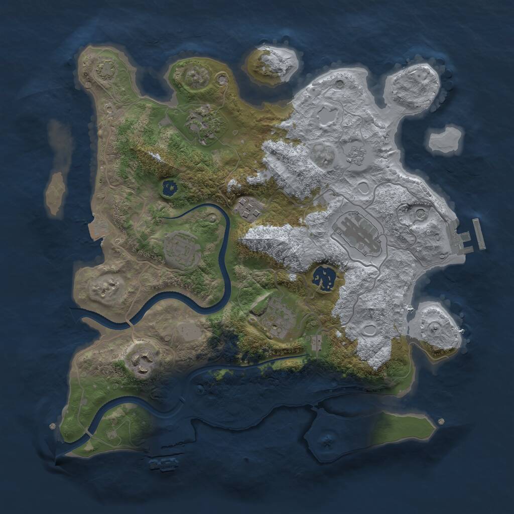 Rust Map: Procedural Map, Size: 3242, Seed: 2972887, 13 Monuments