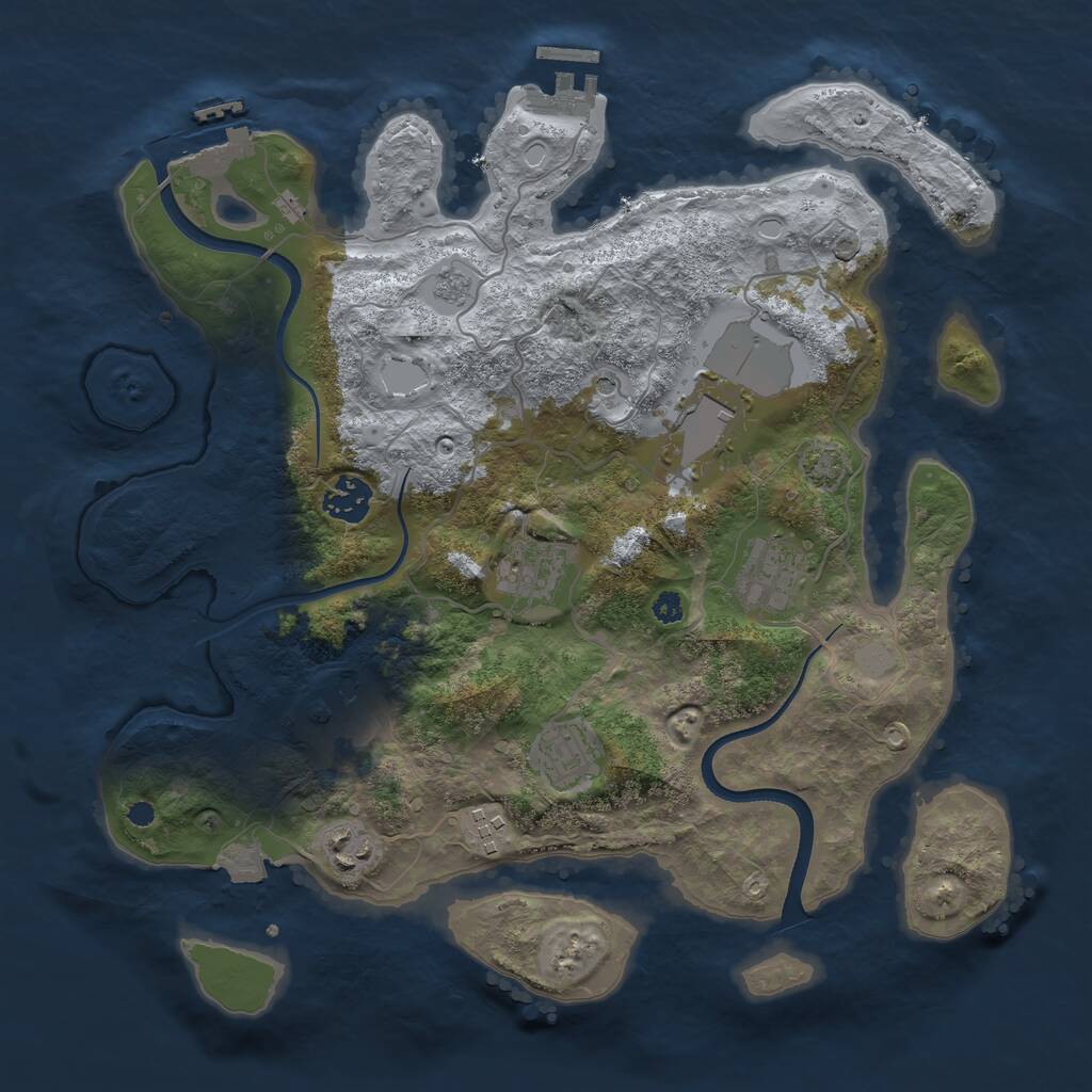 Rust Map: Procedural Map, Size: 3500, Seed: 2120689252, 14 Monuments