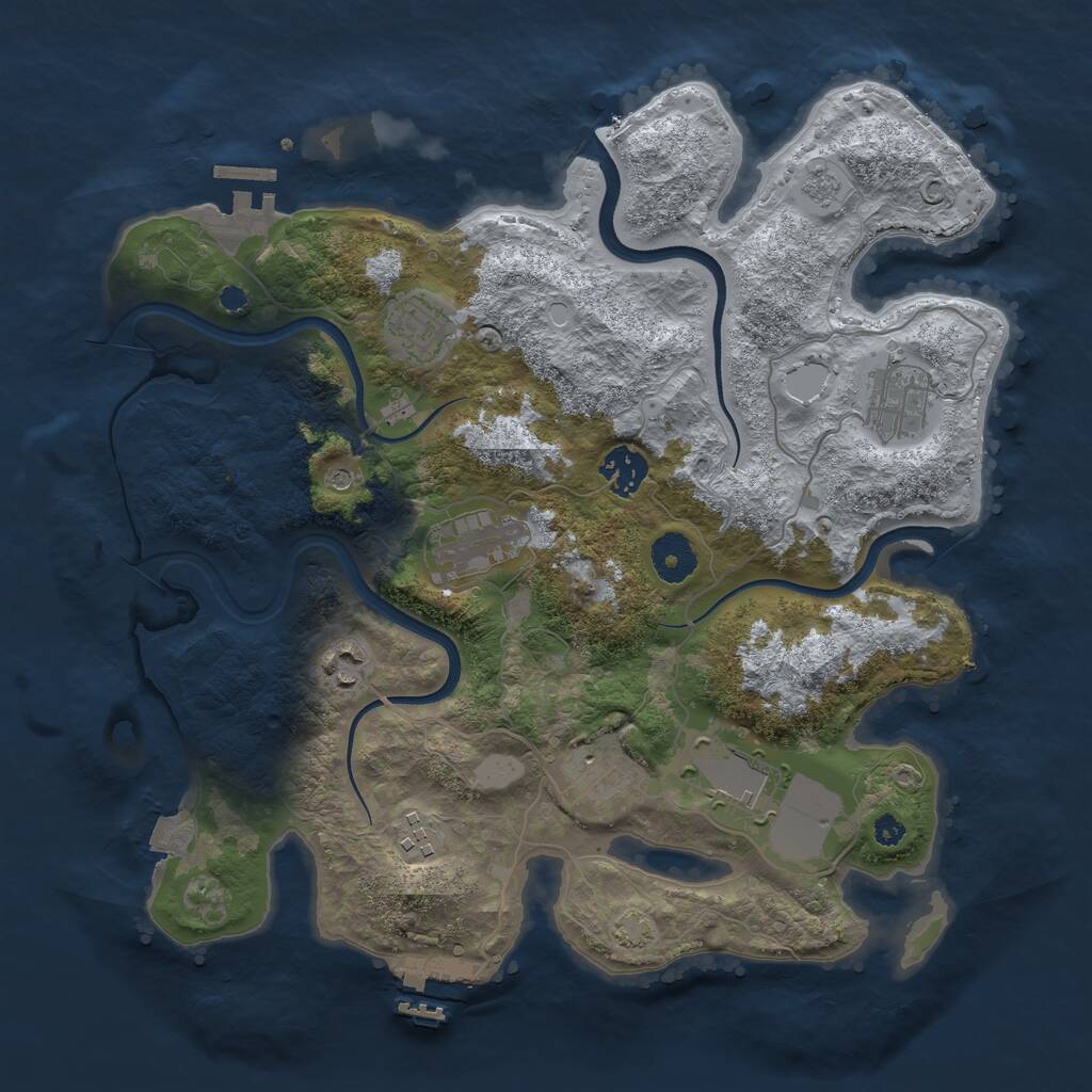 Rust Map: Procedural Map, Size: 3500, Seed: 1465547904, 14 Monuments