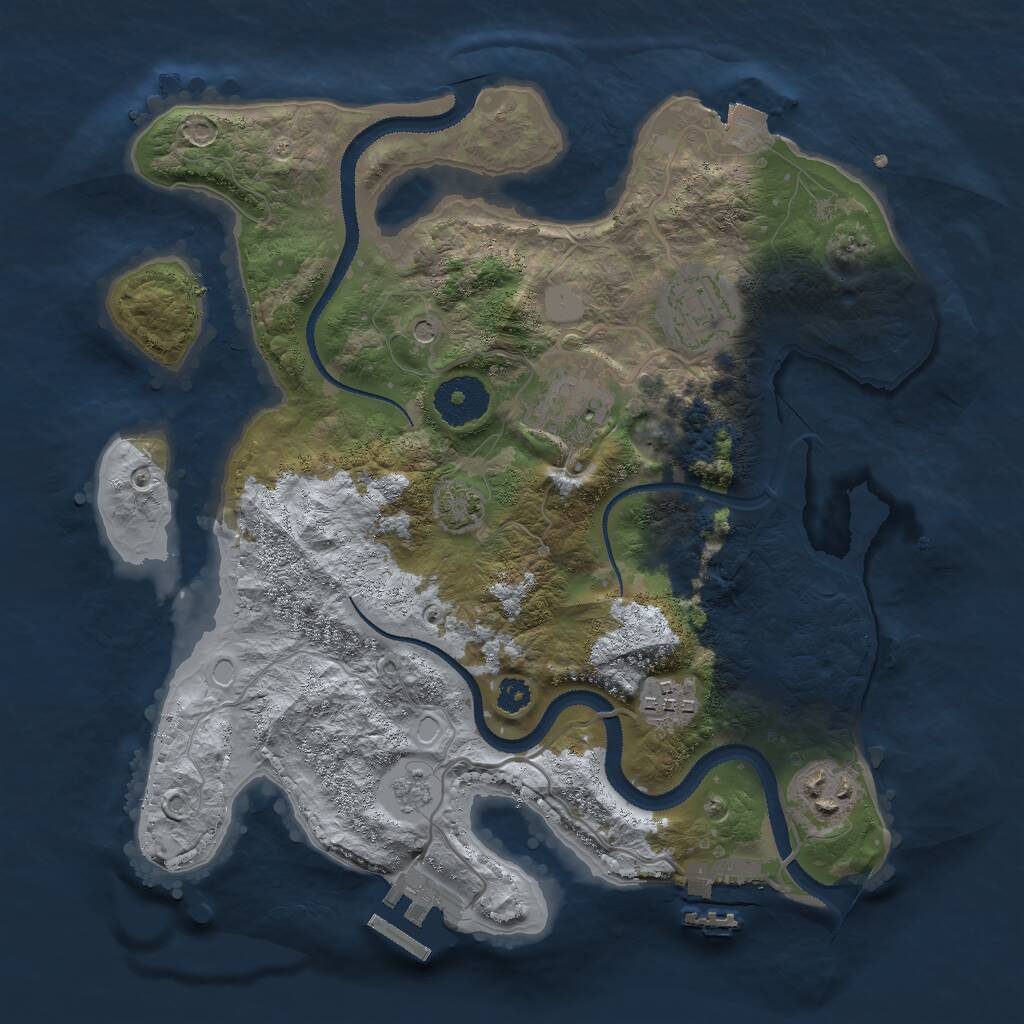 Rust Map: Procedural Map, Size: 3000, Seed: 36875, 10 Monuments