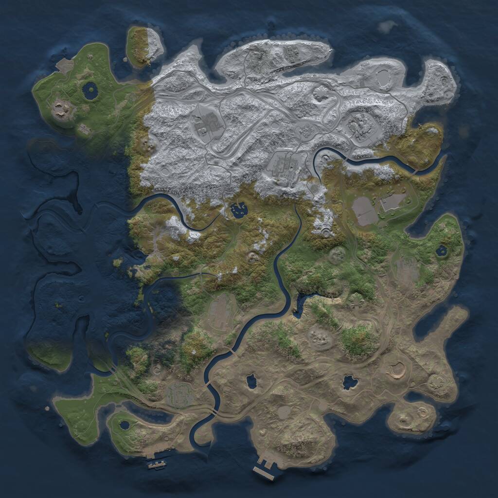Rust Map: Procedural Map, Size: 4500, Seed: 1020044344, 17 Monuments