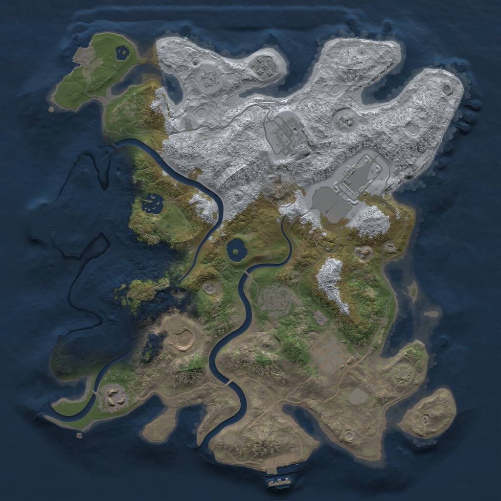 Rust Map: Procedural Map, Size: 3500, Seed: 970580048, 14 Monuments