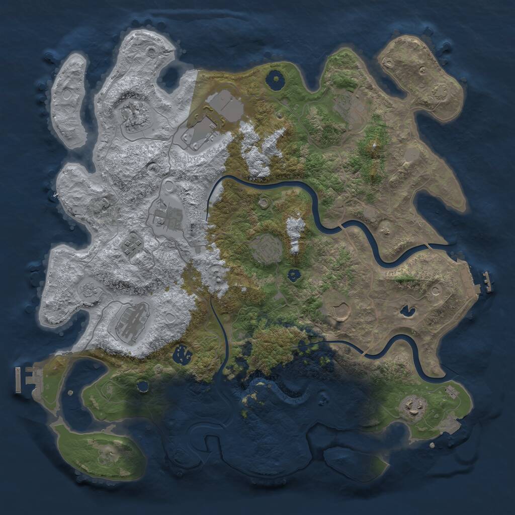 Rust Map: Procedural Map, Size: 4000, Seed: 389358487, 16 Monuments
