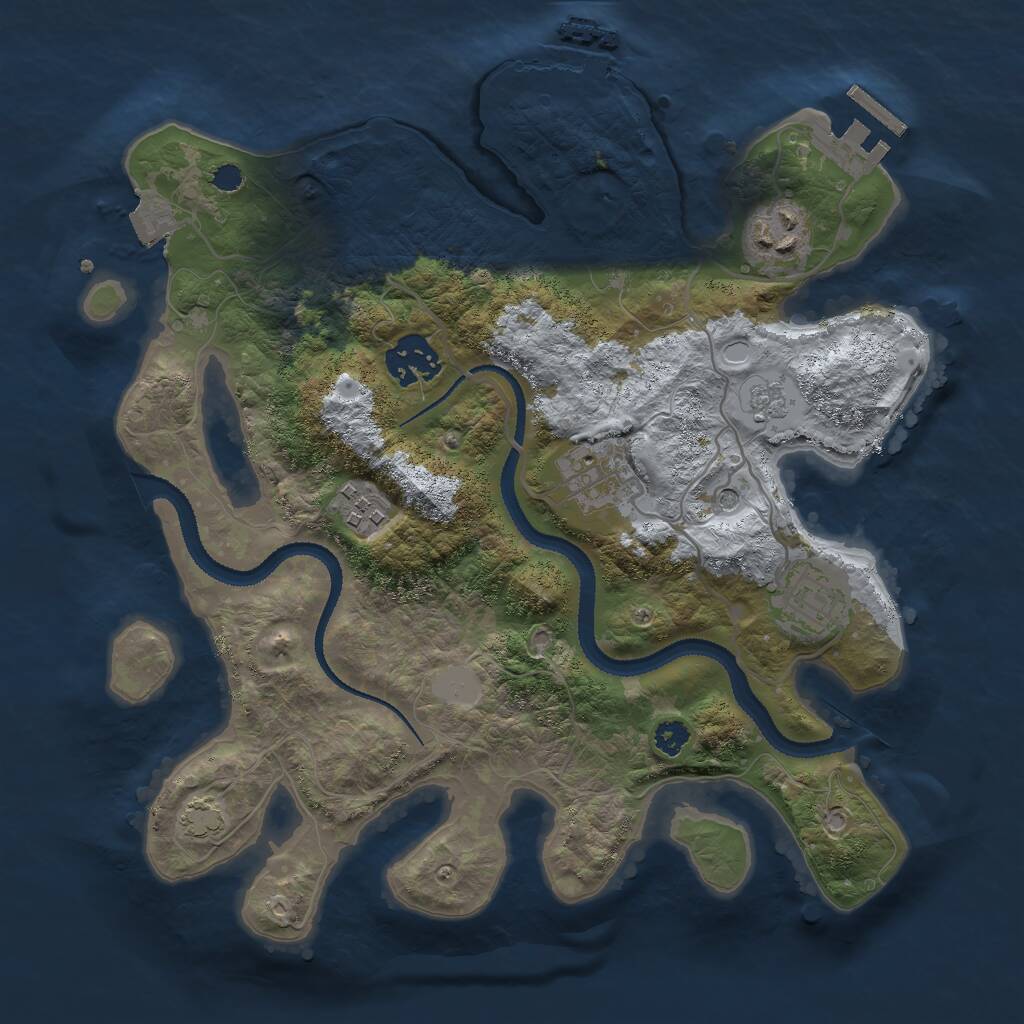 Rust Map: Procedural Map, Size: 3000, Seed: 76746, 11 Monuments
