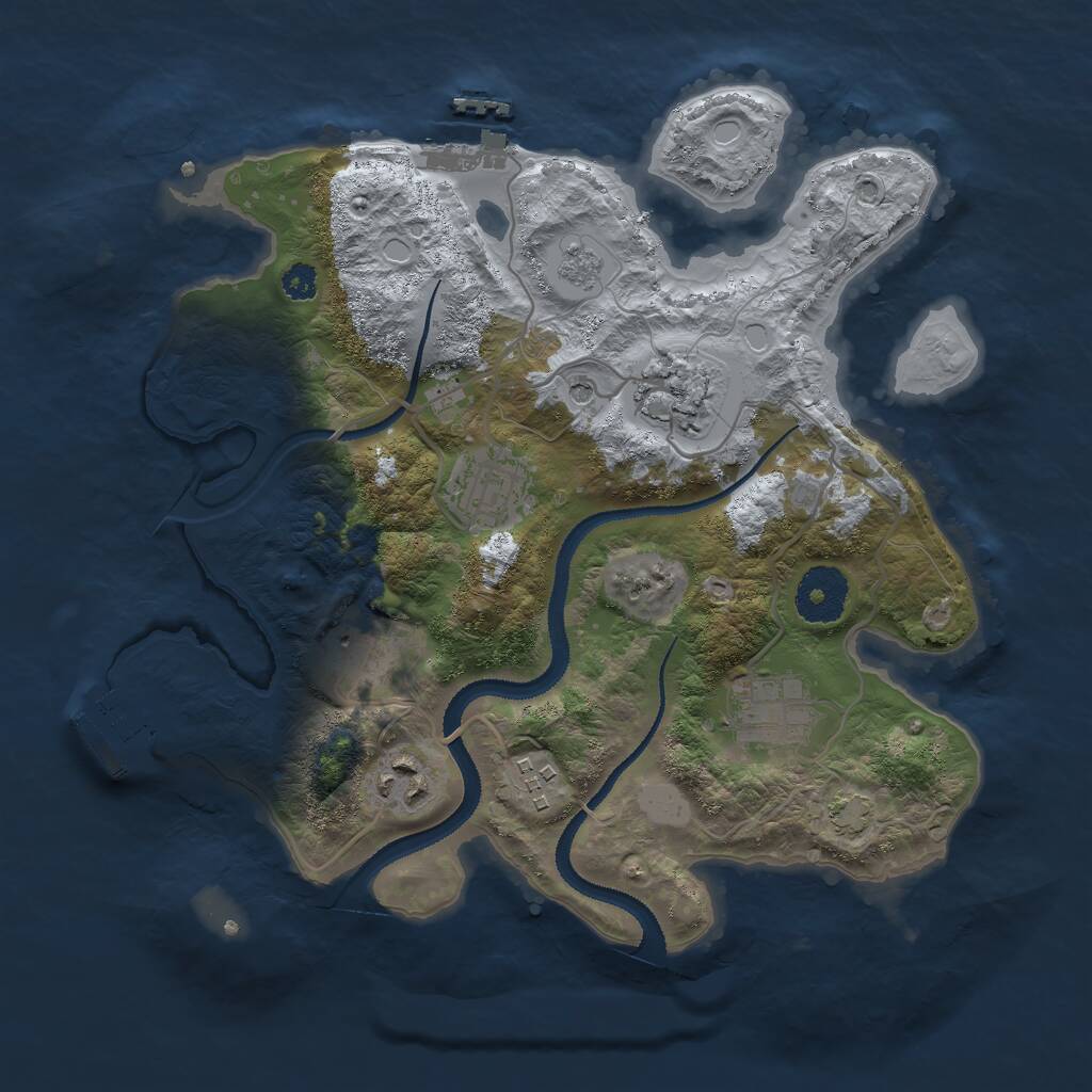 Rust Map: Procedural Map, Size: 3000, Seed: 1721220494, 12 Monuments