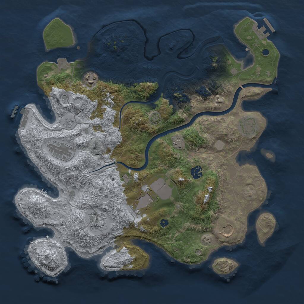 Rust Map: Procedural Map, Size: 3700, Seed: 1937015146, 14 Monuments