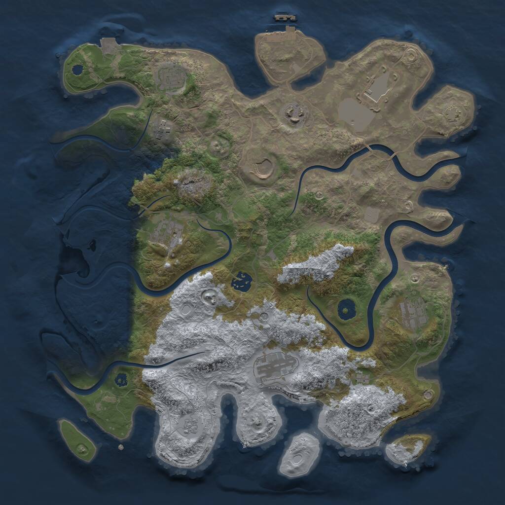 Rust Map: Procedural Map, Size: 3800, Seed: 310799861, 14 Monuments