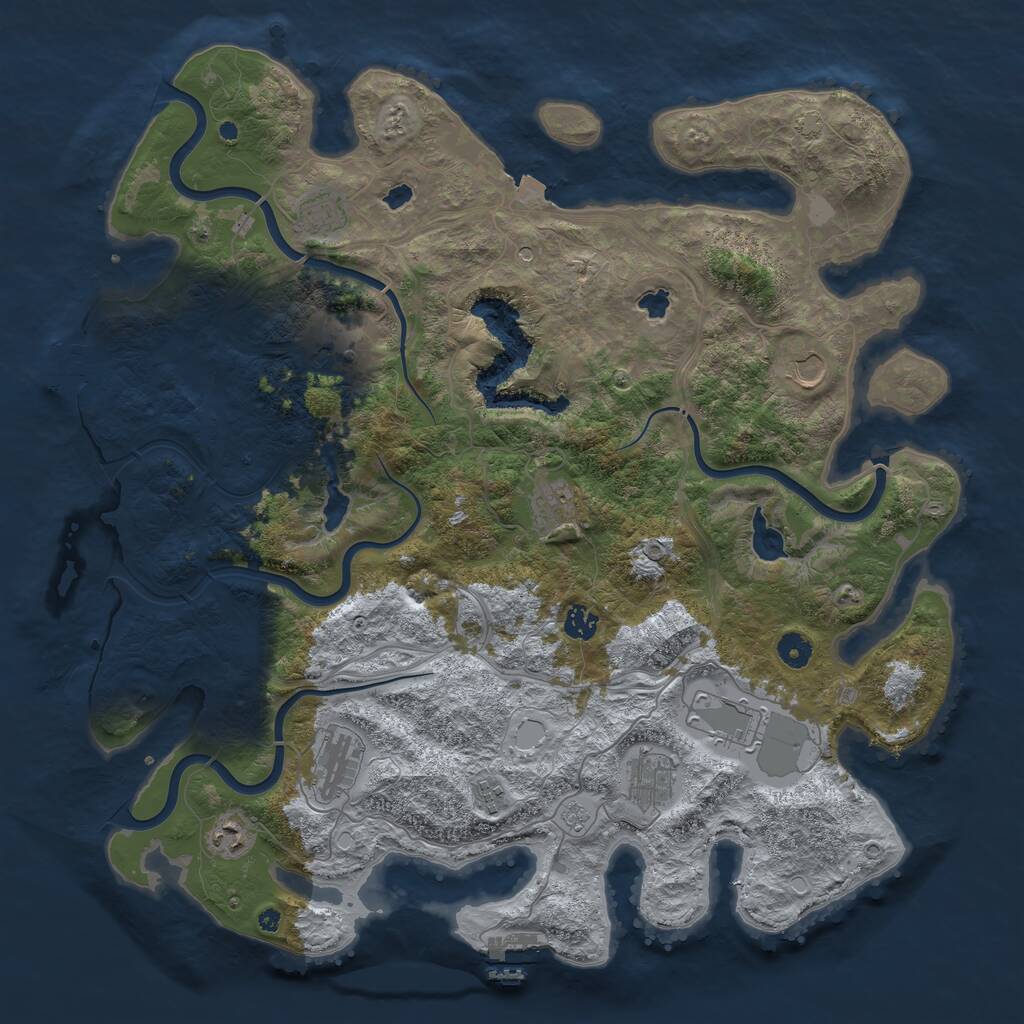 Rust Map: Procedural Map, Size: 4500, Seed: 1945790263, 16 Monuments