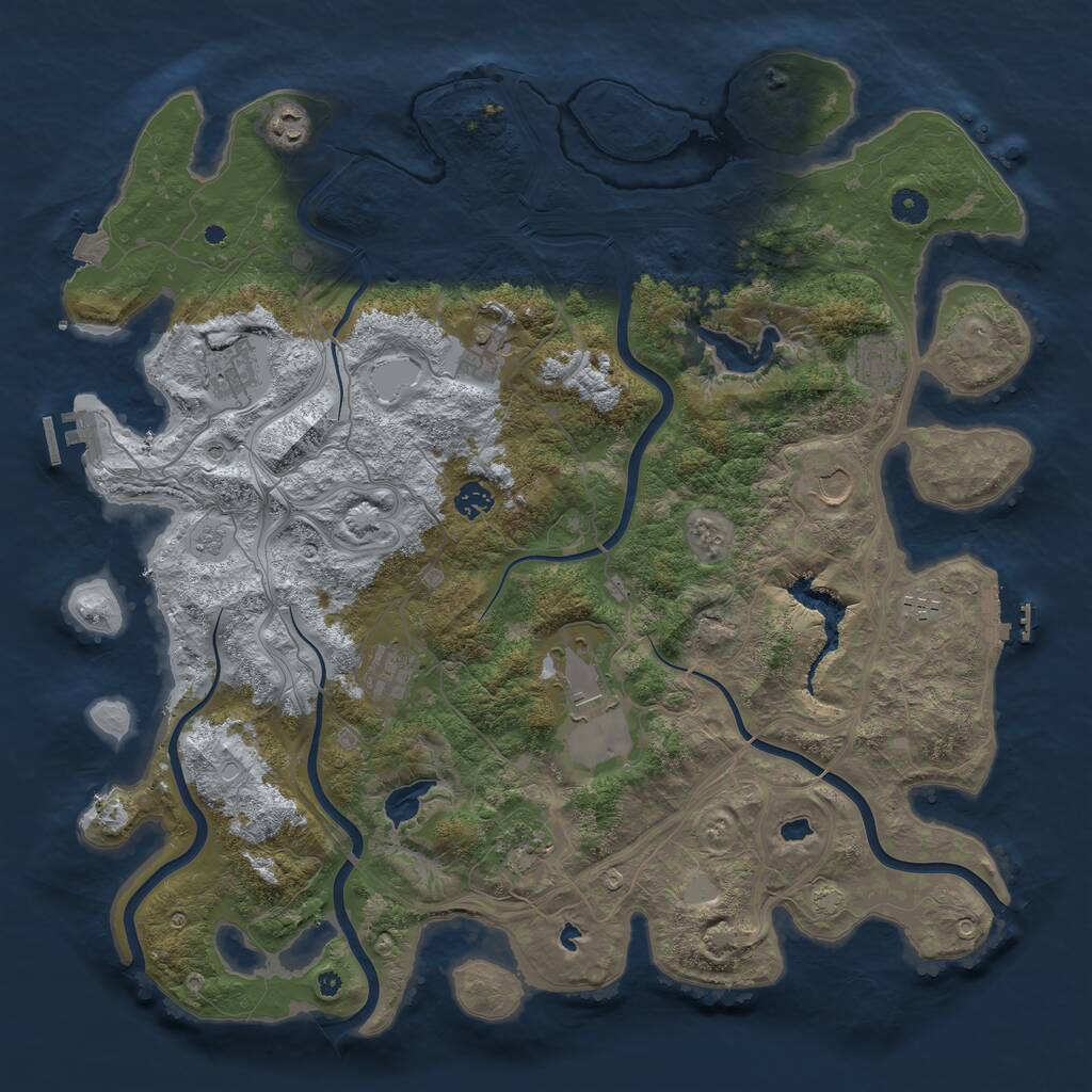 Rust Map: Procedural Map, Size: 4500, Seed: 109912354, 16 Monuments