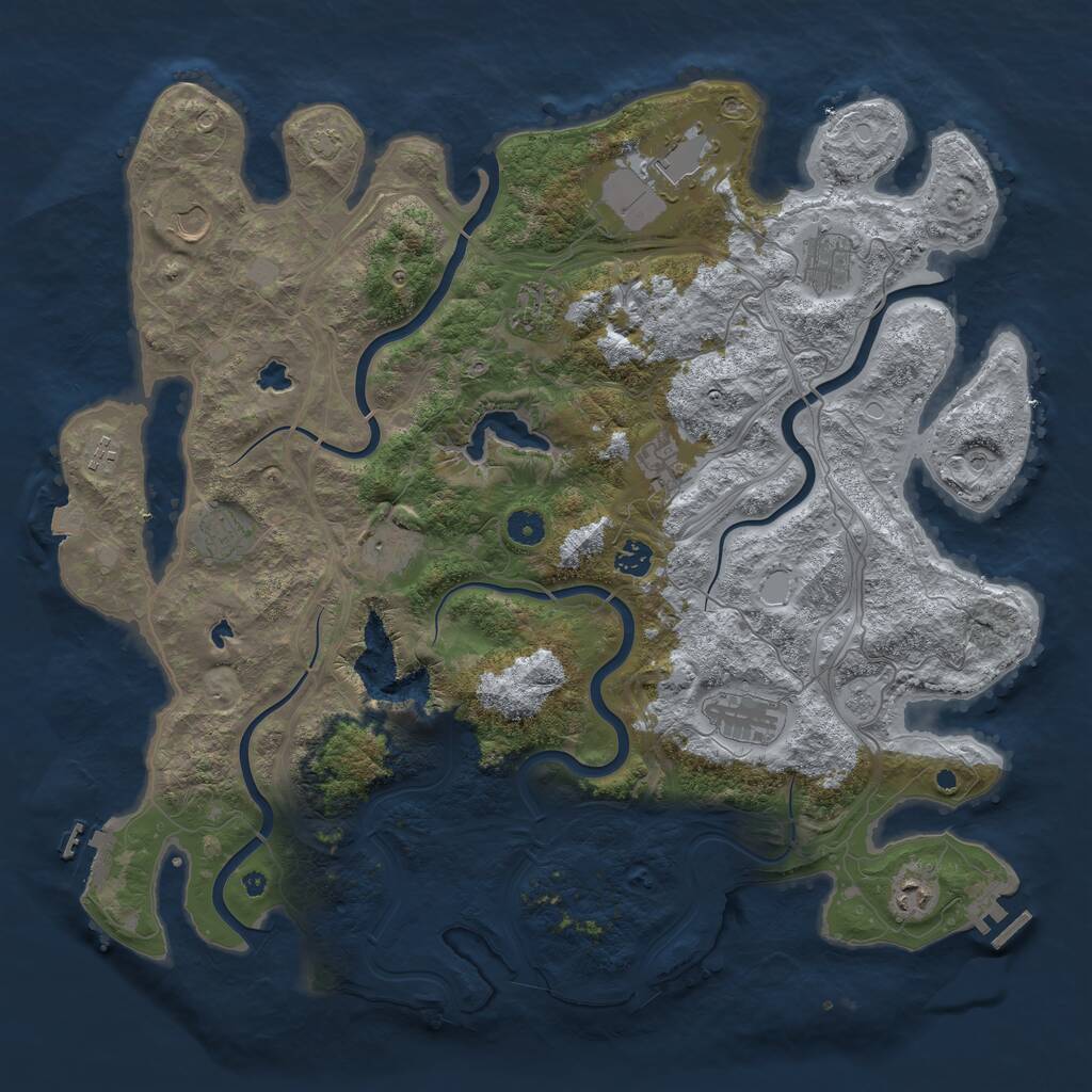 Rust Map: Procedural Map, Size: 4500, Seed: 73311461, 17 Monuments