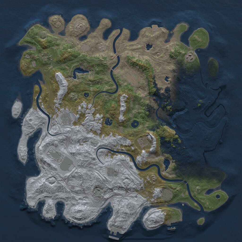 Rust Map: Procedural Map, Size: 4800, Seed: 500002, 16 Monuments