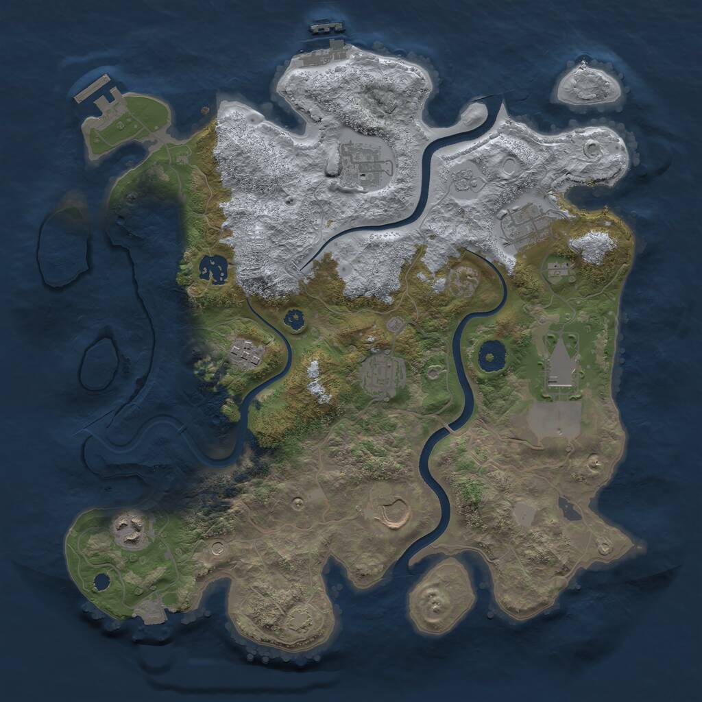 Rust Map: Procedural Map, Size: 3500, Seed: 1235871900, 14 Monuments