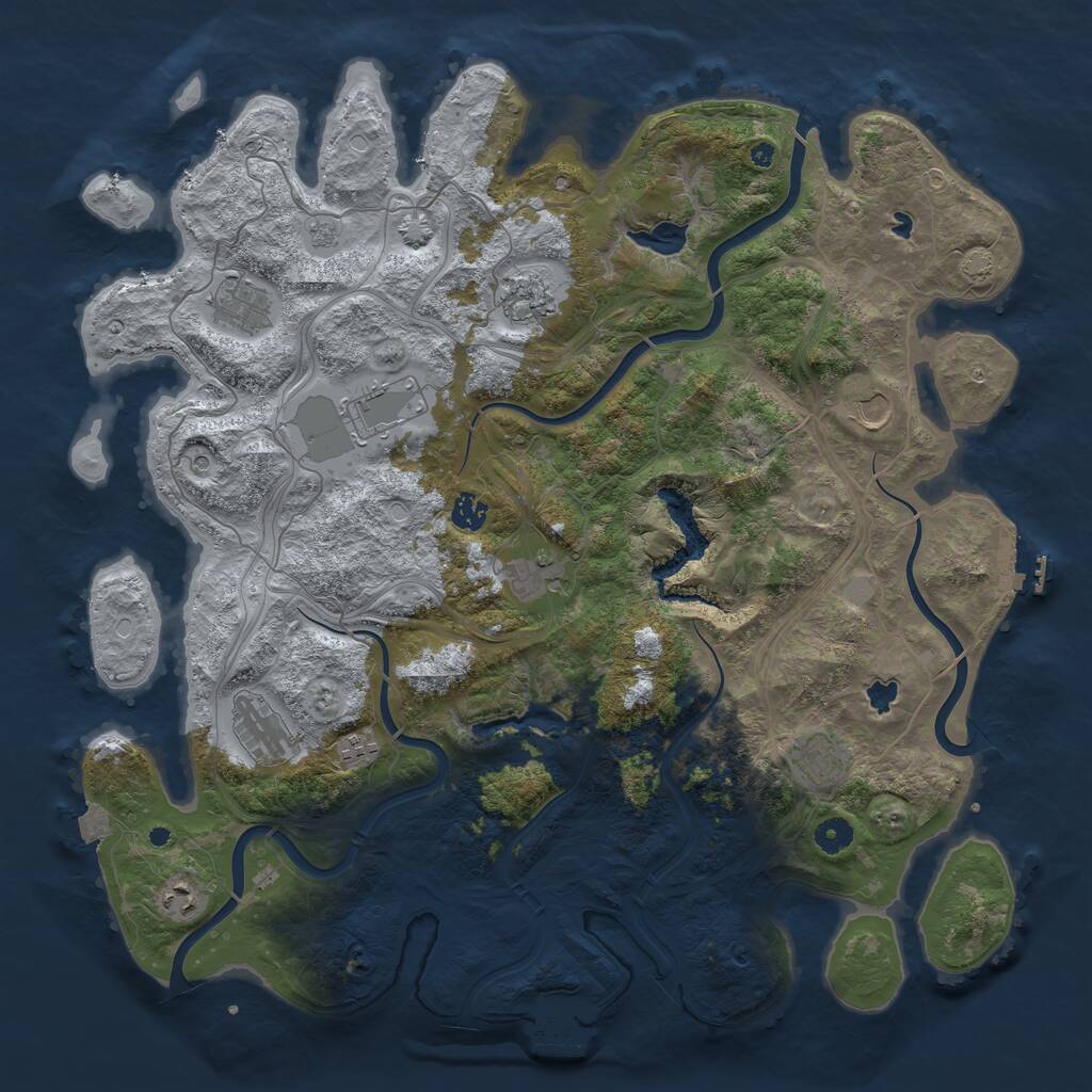 Rust Map: Procedural Map, Size: 4500, Seed: 92518928, 16 Monuments