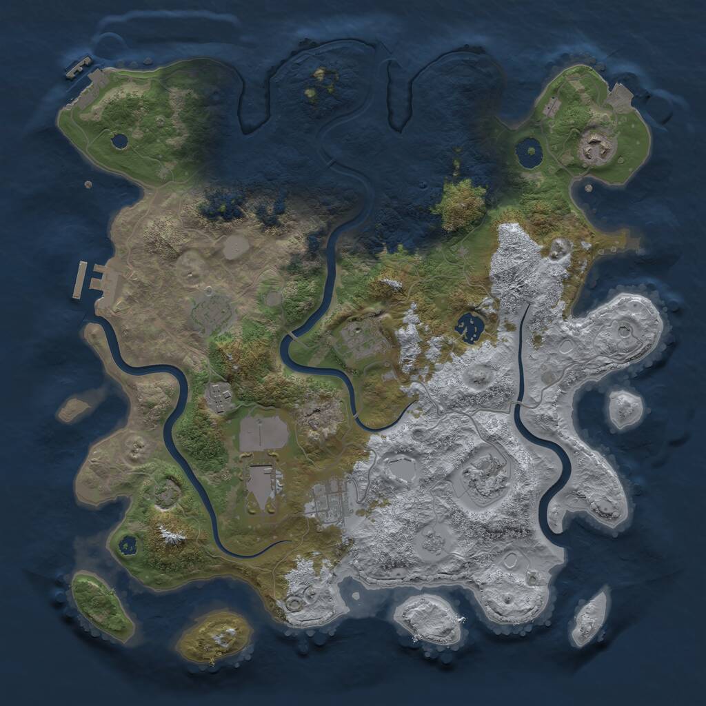 Rust Map: Procedural Map, Size: 3750, Seed: 1508691707, 14 Monuments