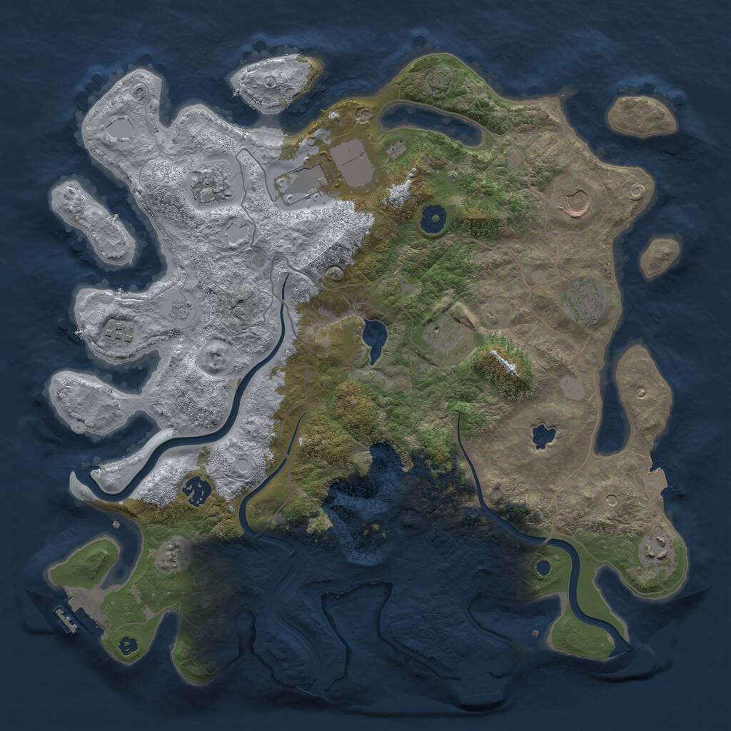 Rust Map: Procedural Map, Size: 4000, Seed: 992954273, 14 Monuments