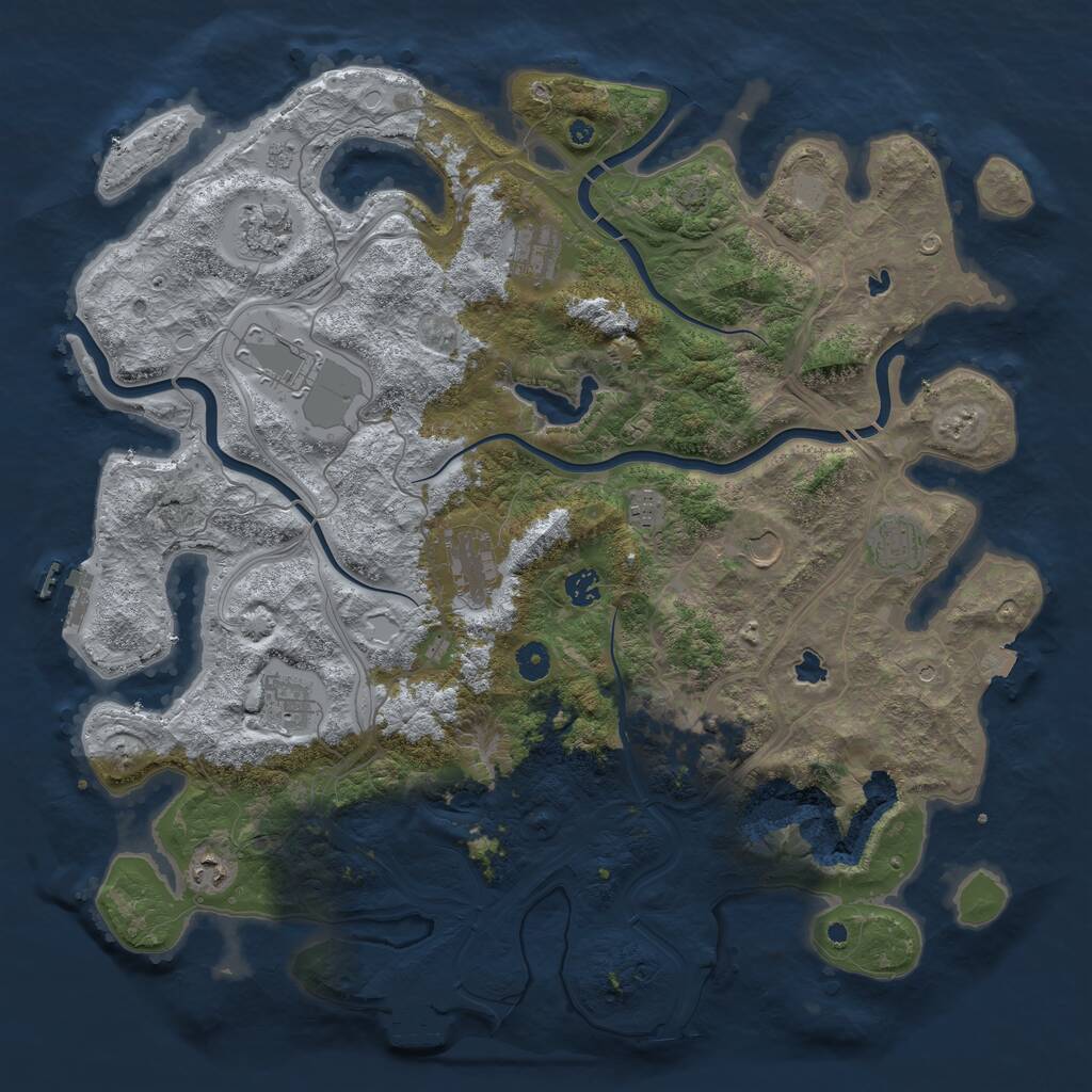 Rust Map: Procedural Map, Size: 4500, Seed: 46363024, 17 Monuments