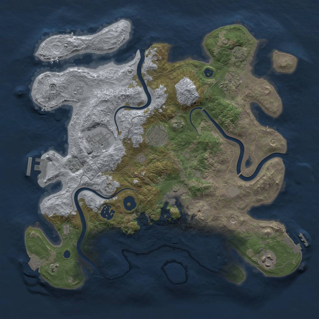 Rust Map: Procedural Map, Size: 3500, Seed: 434692232, 13 Monuments
