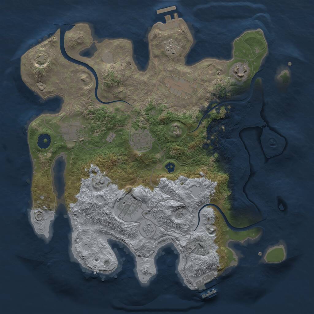 Rust Map: Procedural Map, Size: 3250, Seed: 529497612, 12 Monuments