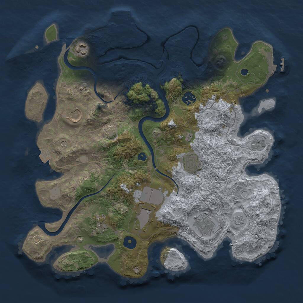 Rust Map: Procedural Map, Size: 3500, Seed: 304339120, 14 Monuments