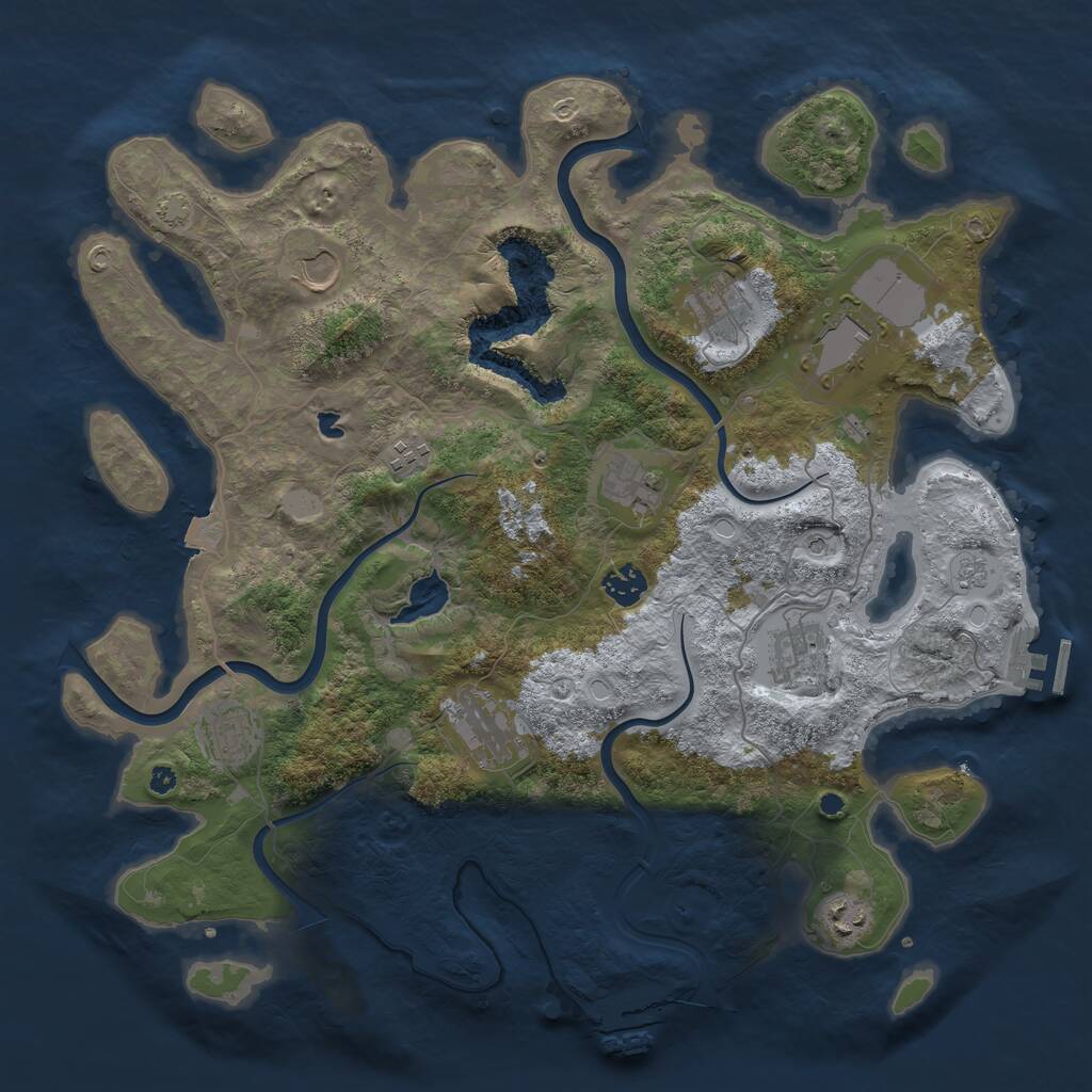 Rust Map: Procedural Map, Size: 4000, Seed: 13252124, 16 Monuments