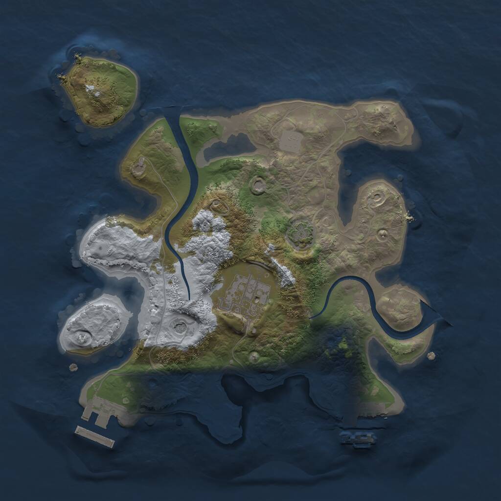 Rust Map: Procedural Map, Size: 2500, Seed: 316183423, 6 Monuments