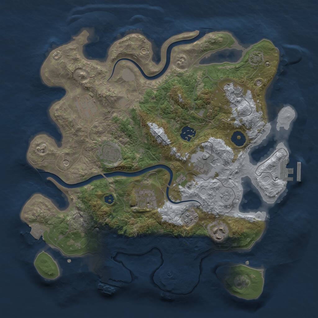 Rust Map: Procedural Map, Size: 3300, Seed: 1879242305, 14 Monuments
