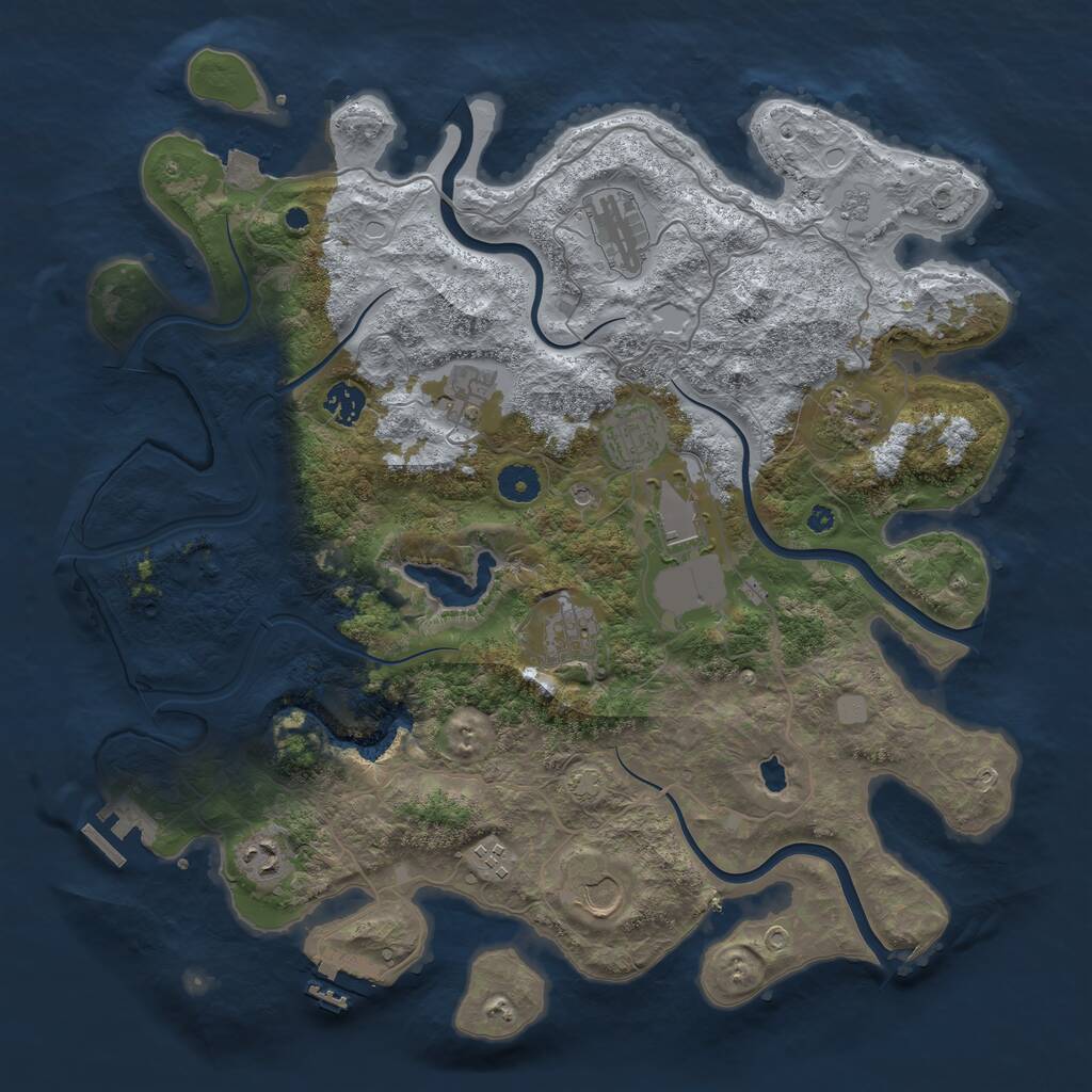 Rust Map: Procedural Map, Size: 4050, Seed: 376490573, 16 Monuments
