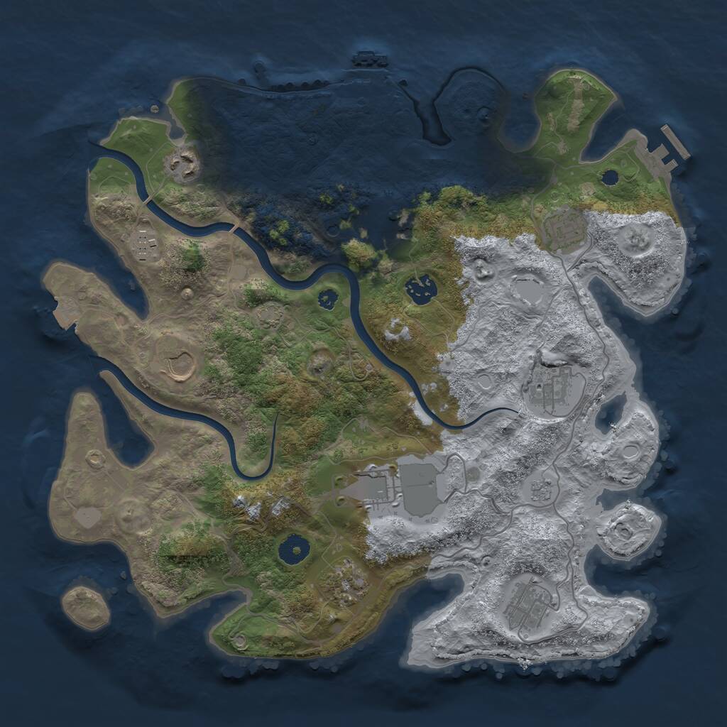 Rust Map: Procedural Map, Size: 3666, Seed: 1051423710, 16 Monuments
