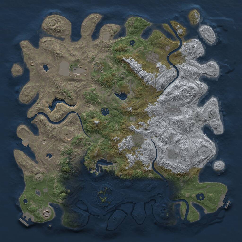 Rust Map: Procedural Map, Size: 4500, Seed: 1949054675, 16 Monuments