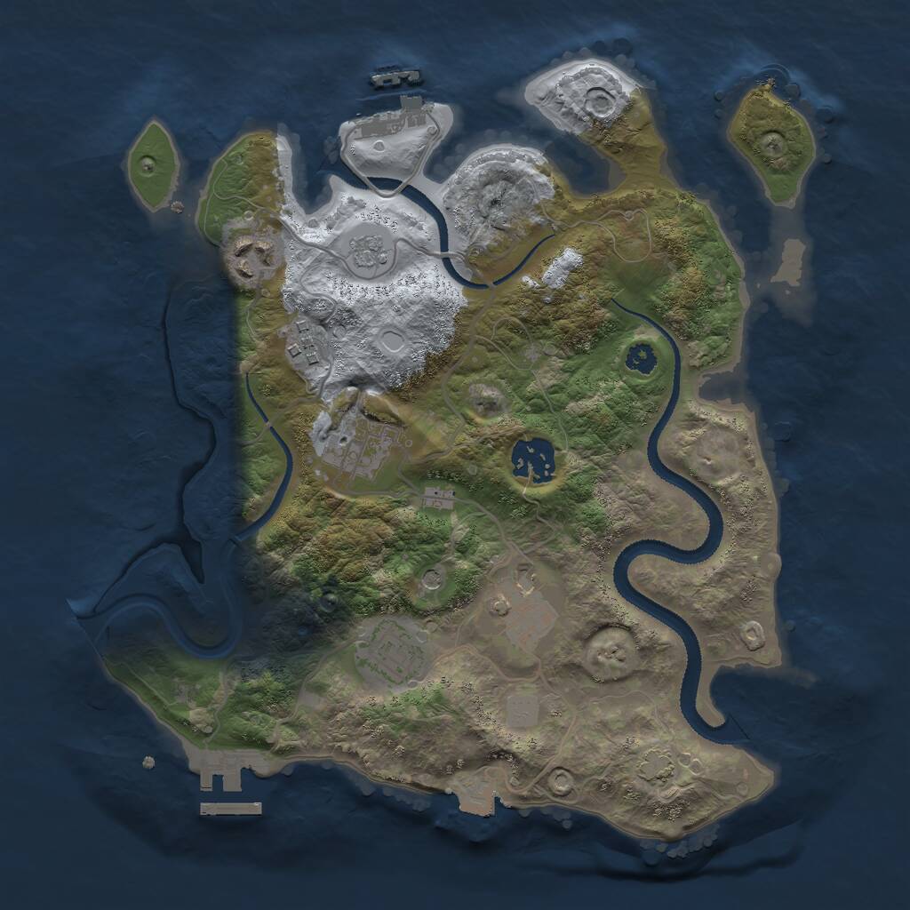 Rust Map: Procedural Map, Size: 3000, Seed: 34150465, 12 Monuments
